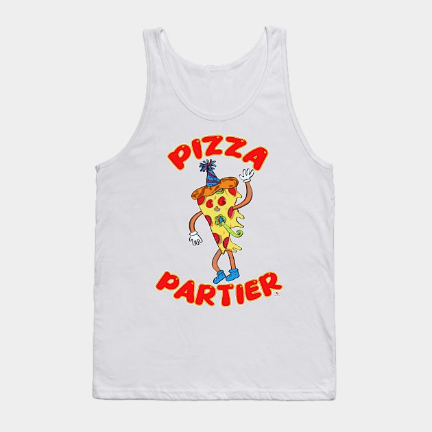 Pizza Partier Funny Cartoon Slice Pizza Character Tank Top by Tshirtfort